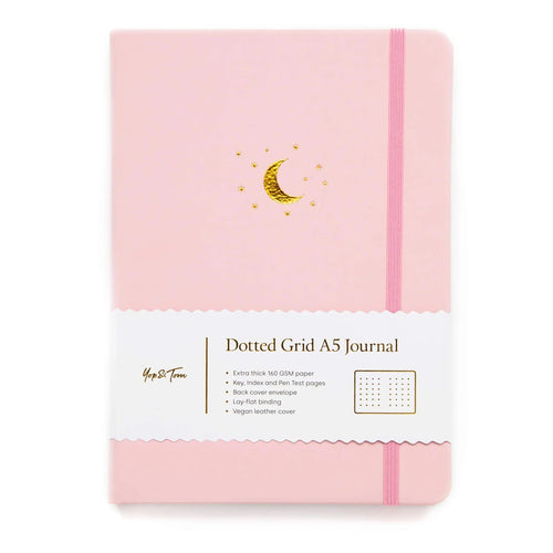 Yop & Tom Pistemuistikirja A5 - Moon & Stars, Blush Pink Paperinoita