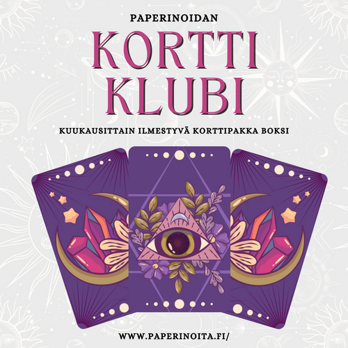 Paperinoidan Kortti Klubi Jatkuva tilaus - Boksi tilaus, kirjakerho, Kortti boksi, Kortti klubi, Kuukausi Boksi, Kuukausiboksi, Tarot boksi, Tarot subscription - Paperinoita