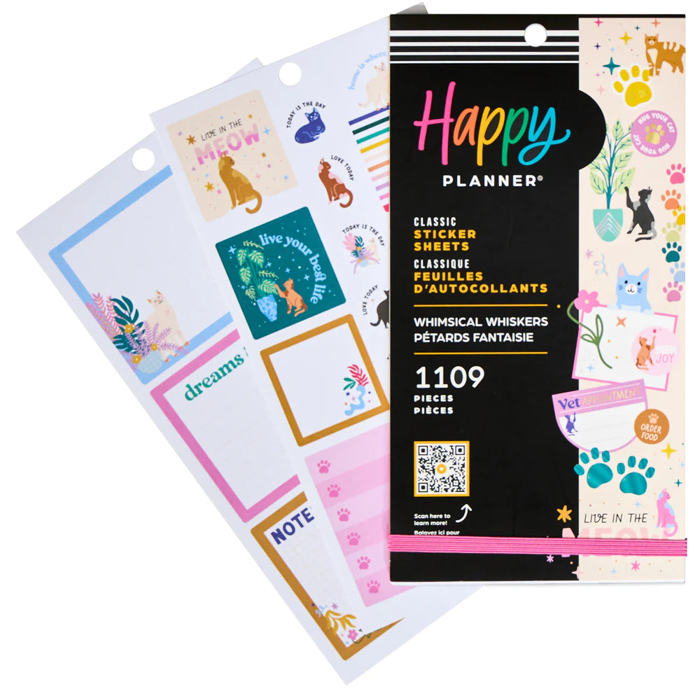 Happy Planner Tarrakirja - Classic Value Pack Stickers - Whimsical Whiskers