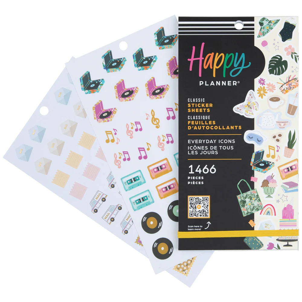 Happy Planner Tarrakirja - Classic Value Pack Stickers - Everyday Pretty Pastel Icons