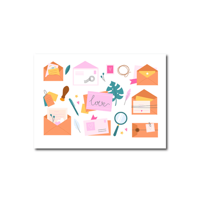 Only Happy Things - Postikortti - Orange & Pink Stationery - Happy mail, Kevät, Only Happy Things, Postikortti - Paperinoita